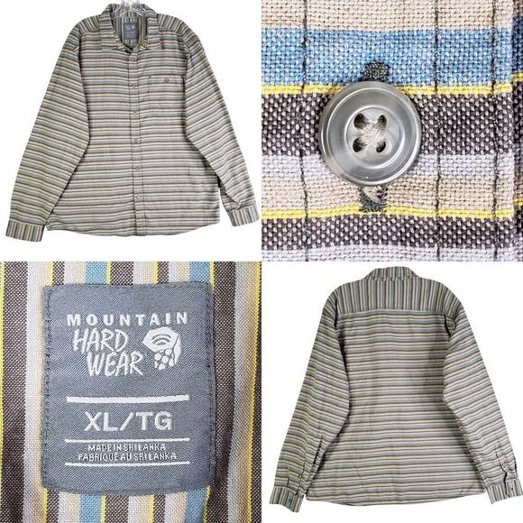 Mountain Hardware Shirt Mens Size XL Cotton Long Sleeve Button Up Hiking Plaid - Picture 1 of 12
